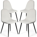 FurnitureR Dining Chairs Set of 4, Fabric Comfy Seat Armless Side Chairs with Metal Legs Mid Century for Home Kitchen Reception Room, Beige