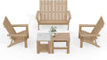 Kullavik Dual-Mode Adirondack Chairs Set of 4 with 2pcs Side Table, HDPE All-Weather Patio Chairs, Outdoor Lawn Chairs for Garden Backyard Porch Pool Deck Firepit, Teak