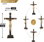 Magicsculp 10.8" H Jesus Crucifix Statue - Resin Standing Wall Cross Decoration, Praying Religious Figurine Jesus Christ Catholic Display, Hanging or Tabletop with Stand for Home Decor