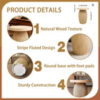 TwinLakes Mushroom Shaped Wood End Table, Boho Side Table with Mgo Base, Round Night Stand for Bedroom, Living Room, 15.7" Dia. x 20.5" H