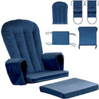 Lucky Monet 5PCS Velvet Glider Rocker Replacement Cushions, Thickened & Supportive Rocking Chair Cushion Set with 29.5 Inch High Backrest & Storage Pockets, for Indoor Nursery Glider & Ottoman, Blue