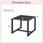 Giantex Indoor Square Side Tables, Set of 2 Metal End Tables with Slatted Tabletop, Heavy Duty Metal Frame & Adjustable Foot Pads, 2 Small Plant Stands for Living Room, Guest Room, Office, Black