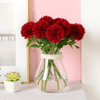 Floweroyal 12pcs Artificial Chrysanthemum Ball Flowers Silk Hydrangea Bridal Wedding Bouquet for Home Garden Party Office Coffee House Decoration