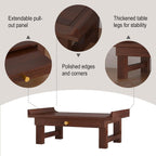 Personal Prayer Shrine Desk, Chinese Style Floor Shrine Stand with Retractable Pull Plate, Wood Meditation Altar Table for Bedroom, Office(15.7 * 9.8 * 6.3in)