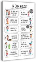 YFET Positive House Rules For Kids Family Art Wall Decor Posters Classroom Therapy Room Gifts Frame 12x18inch