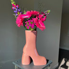 Reimagine Discovery Pink Boot Vase, Maximalist Ceramic Flower Vase, Pink Room Decor for Office, Bedroom & Living Room, Aesthetic Room Decor for Desk, Shelf, Table, Bar & Vanity