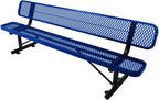 Outdoor Steel Bench with Backrest for Lawn and Patio Use 96 Inch Long Powder Coated Frame