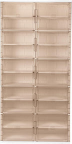 10 Tiers 40 Pairs Large Plastic Folding Shoe Cabinet with Doors Easy Assembly Shoe Shelves Organizer for Entryway Living Room
