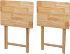 2-Pack Modern Indoor Folding Tray Table Natural Rubberwood - Portable TV Dinner Stand for Sofa, Laptop Desk, Bed Tray, Small Space