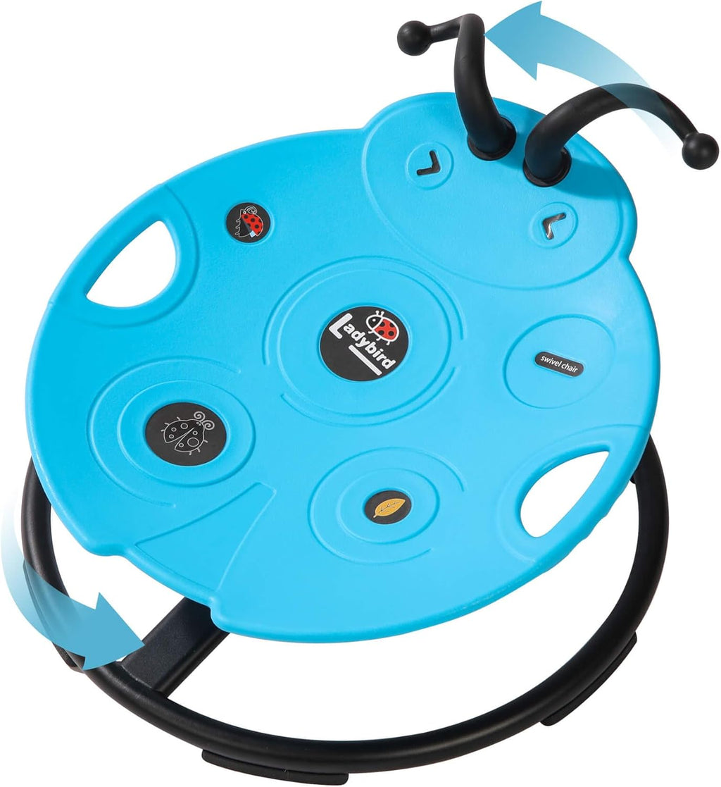SUNFATT Spinning Chair for Autistic Kids,Heavy Duty Sensory Sit and Spin Chair with Metal Base & Safety Handles,242 lbs Capacity,360° Rotating Ladybug Chair for ADHD,Indoor Outdoor Toy for Ages 3-12