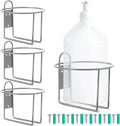Hicarer 4 Pcs One Gallon Jug Storage Rack Wall Mounted Heavy Duty Steel Wall Rack for 1 Gallon Bottle Round Water Jug Holder with Hardware Hand Sanitizer 6-3/4" W x 5" H x 6-1/2" D (Gray)
