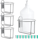 Hicarer 4 Pcs One Gallon Jug Storage Rack Wall Mounted Heavy Duty Steel Wall Rack for 1 Gallon Bottle Round Water Jug Holder with Hardware Hand Sanitizer 6-3/4" W x 5" H x 6-1/2" D (Gray)