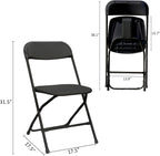 1 Pack Black Plastic Folding Chair,Portable,Set of 1,Heavy-Duty Commercial Seats with Steel Frame, 350 lb Capacity, for Indoor & Outdoor Events, Banquet, Party, Dinning, Work