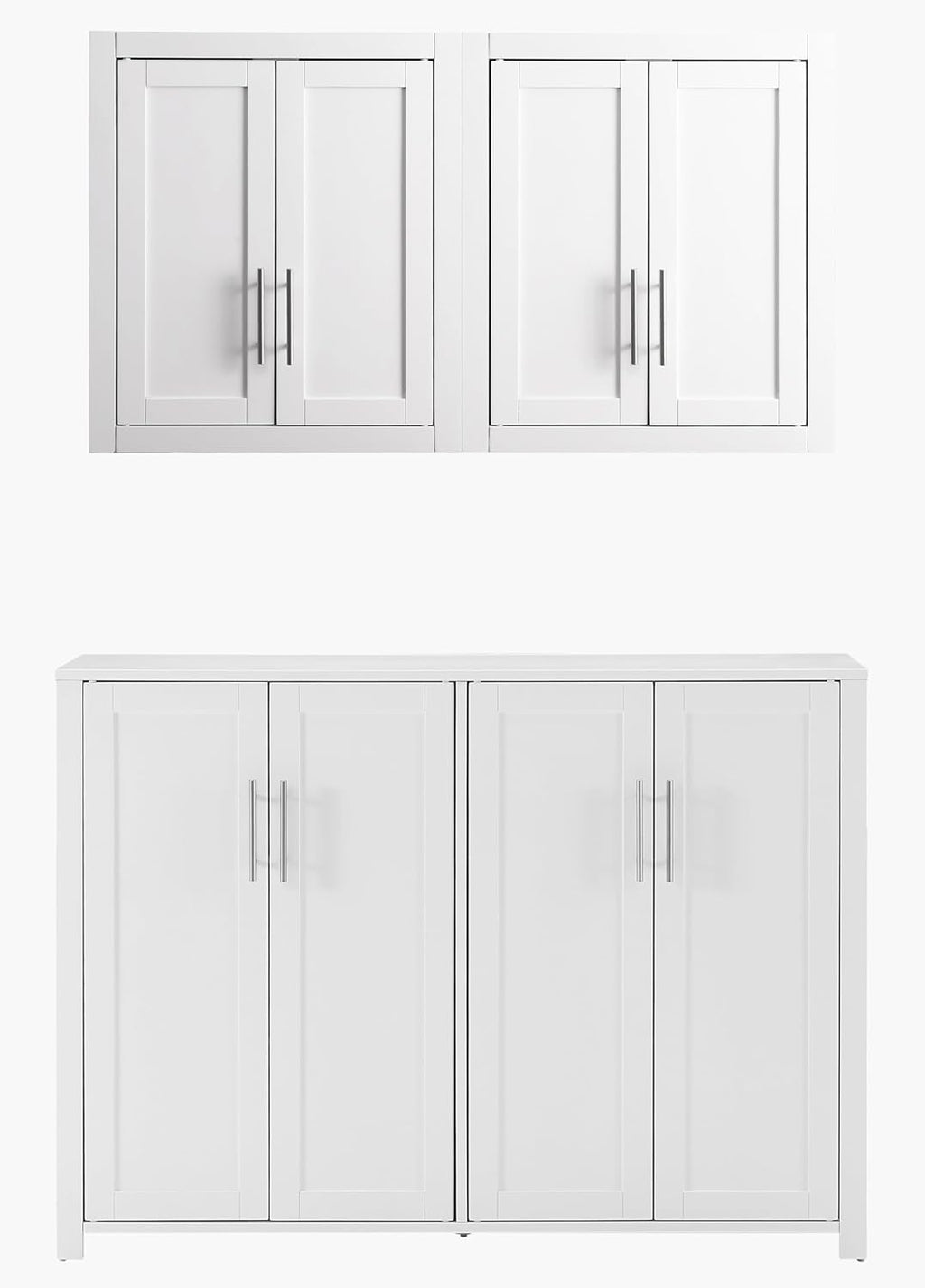 Crosley Furniture Savannah 3-Piece Traditional Kitchen Storage Pantry Set, Storage Cabinet and Wall Cabinets, White