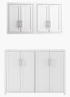 Crosley Furniture Savannah 3-Piece Traditional Kitchen Storage Pantry Set, Storage Cabinet and Wall Cabinets, White