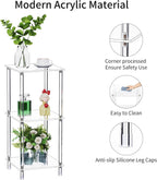 Clear Acrylic Side Table, 11.81" L x 11.81" W x 26.7" H, 3-Tier Square Corner Shelf End Table for Living Room, Small Modern Bedside Tables Nightstand for Bedroom, Home Decor Accent Table 13-01