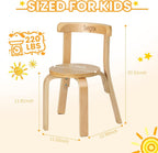 Swegrow Wooden Kids Chair, Toddler Chair for Table, Kids Stackable Chairs, Kid Wooden Furniture for Family/Playroom/Classroom（Set of 4-Natural Wood）