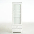 roomfitters 71'' Display Cabinet with Glass Door, Freestanding Pantry Storage Cabinet with Adjustable Shelves for Dining, White