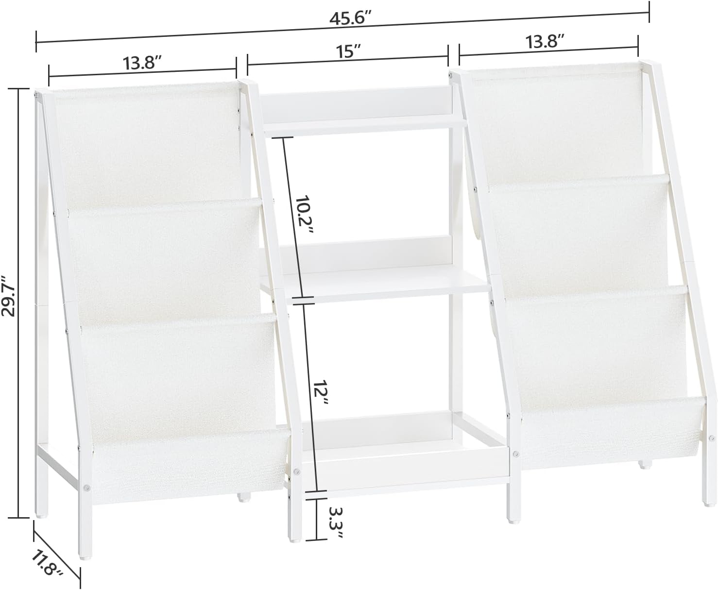 MAHANCRIS Kids Bookshelf and Toy Organizer, 3-Tier Bookshelf for Kids, Sturdy Kid Bookcase with Storage, Toddler Book Shelf for Kids Room, Playroom, Bedroom, Nursery, White BKWT34201