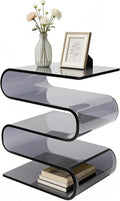 S-Shaped Acrylic End Table, Side Table for Living Room, Bedside Table for Bedroom, Modern Furniture Organizer