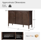HULALA HOME Solid Wood Sideboard Cabinet with Storage, 47" Sideboard with Arched Doors & Adjustable Shelves, Media Console, Transitional Buffet Cabinet, Auburn