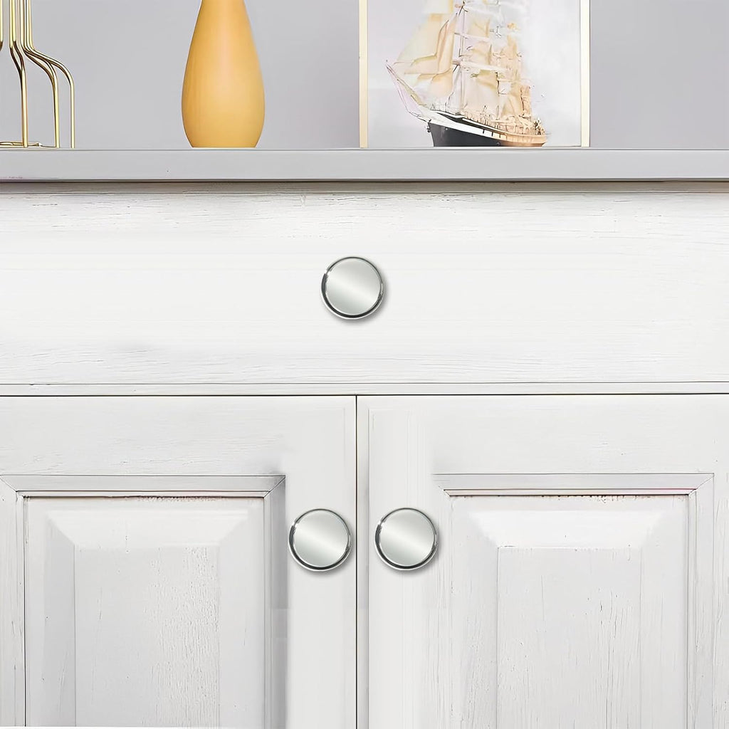 khtumeware 10 Pack Knob Polished Nickel Cabinet Knobs Solid Heavy Duty Knobs Drawers Bi-Fold Door Knob Cabinet Hardware for Kitchens Bathroom