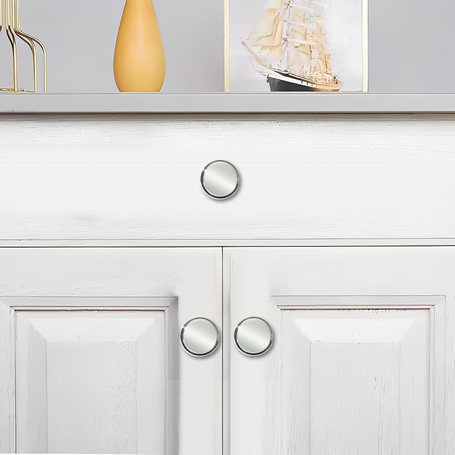 khtumeware 10 Pack Knob Polished Nickel Cabinet Knobs Solid Heavy Duty Knobs Drawers Bi-Fold Door Knob Cabinet Hardware for Kitchens Bathroom