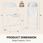DUMOS Folding Chairs Sets of 4, Portable Chairs, Home Office | 330lbs Stackable Fold Up for Indoor Outdoor Patio Camping Party Garden Wedding, White