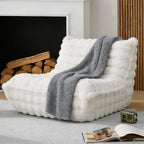 Bean Bag Chairs with Filler Faux Fur Fireside Beanbags Lazy Sofa for Memory Foam BeanBag Chair Bean Bag Sofa for Bedroom, Living Room, Office and Home (White)