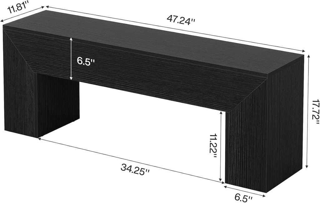 Tribesigns Dining Bench, Farmhouse Wooden Entryway Bench, Entry 47" Long Bench for Living Dining Room, Hallway and Bedroom, Easy Assembly, Black