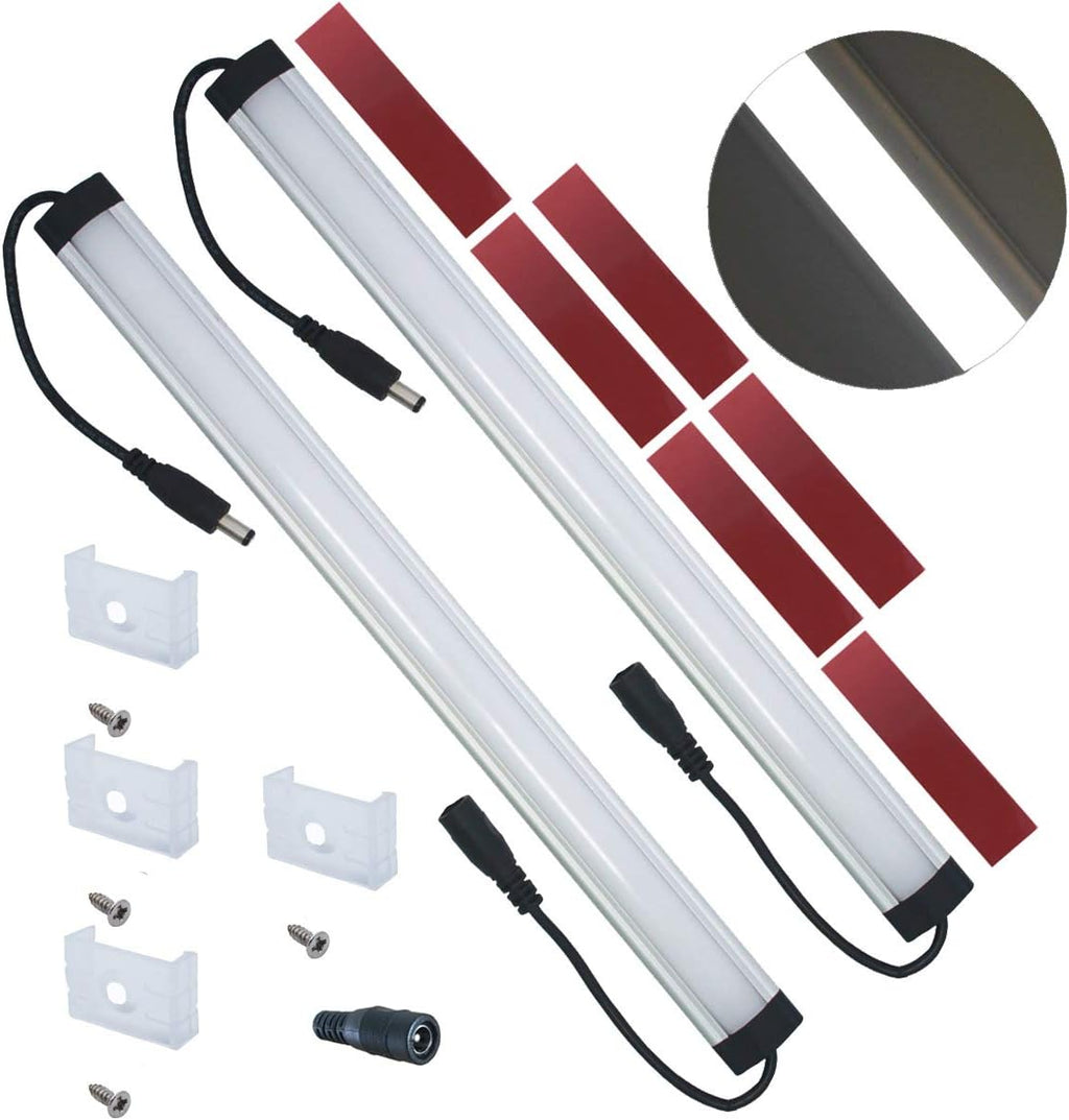 Litever Extra Under Cabinet Lighting Bars,12VDC, 5000K Daylight White, with Mounting Clips, Screws, Self-Adhesive Pads. Compatible LL-008 Series ONLY-[2-Pack-5000K]