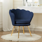 Czlolo Accent Chairs Set of 2, Velvet Vanity Chair with Back, Mid-Century Modern Small Accent Chair for Living Room, Golden Metal Legs Upholstered Makeup Chair, Bedroom Armchair, Dark Blue