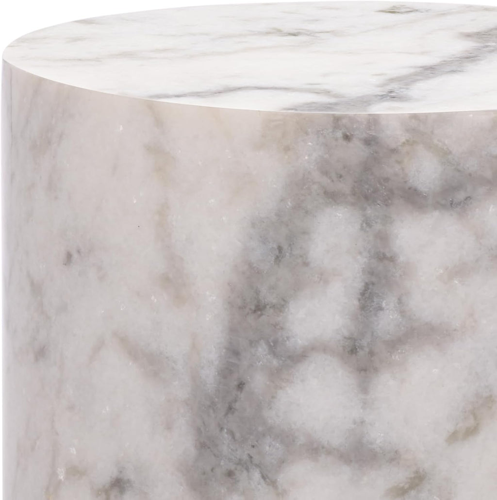 SAFAVIEH Couture Collection - Leah Bryanna White Marble Accent Table, Round Drink Table, Sculptural Pedestal Design (SFV9750A)