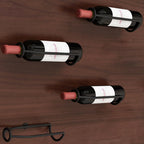 Metal Wine Wall Holder, Wall Mounted Wine Rack for Wine Bottles Display and Storage, Hanging Bottle Organizer for Living Room, Dining Room, Wine Cellar, Bar (Black, 4PCS)