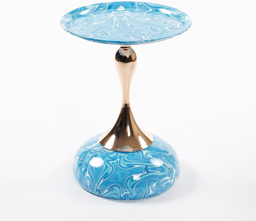 End Coffee Table Round Side Table, Metal Pedestal Table, Accent Table for Small Spaces, Drink Martini Table Decoration for Living Room