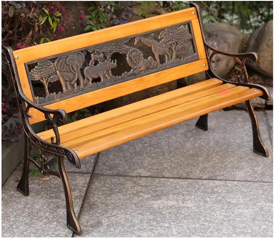 Rygcrud Outdoor Benches for Children, Kids Small Sized Metal Garden Park Bench with Backrest Decoration Leisure Chair