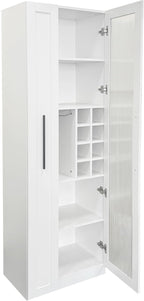 LUMISOL Kitchen Pantry Cabinet with Pull-Out Multi-ttier Storage Shelf, Kitchen Storage Cabinet with Glass Door, Pantry Organizers for Living Room Dining Room, White