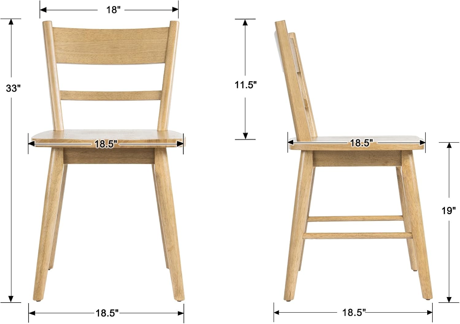 CIMOTA Oak Dining Chairs Set of 4, Farmhouse Wood Dining Chairs Ladder Back Kitchen Chairs, Windsor Dining Chairs for Kitchen and Dining Room, Oak