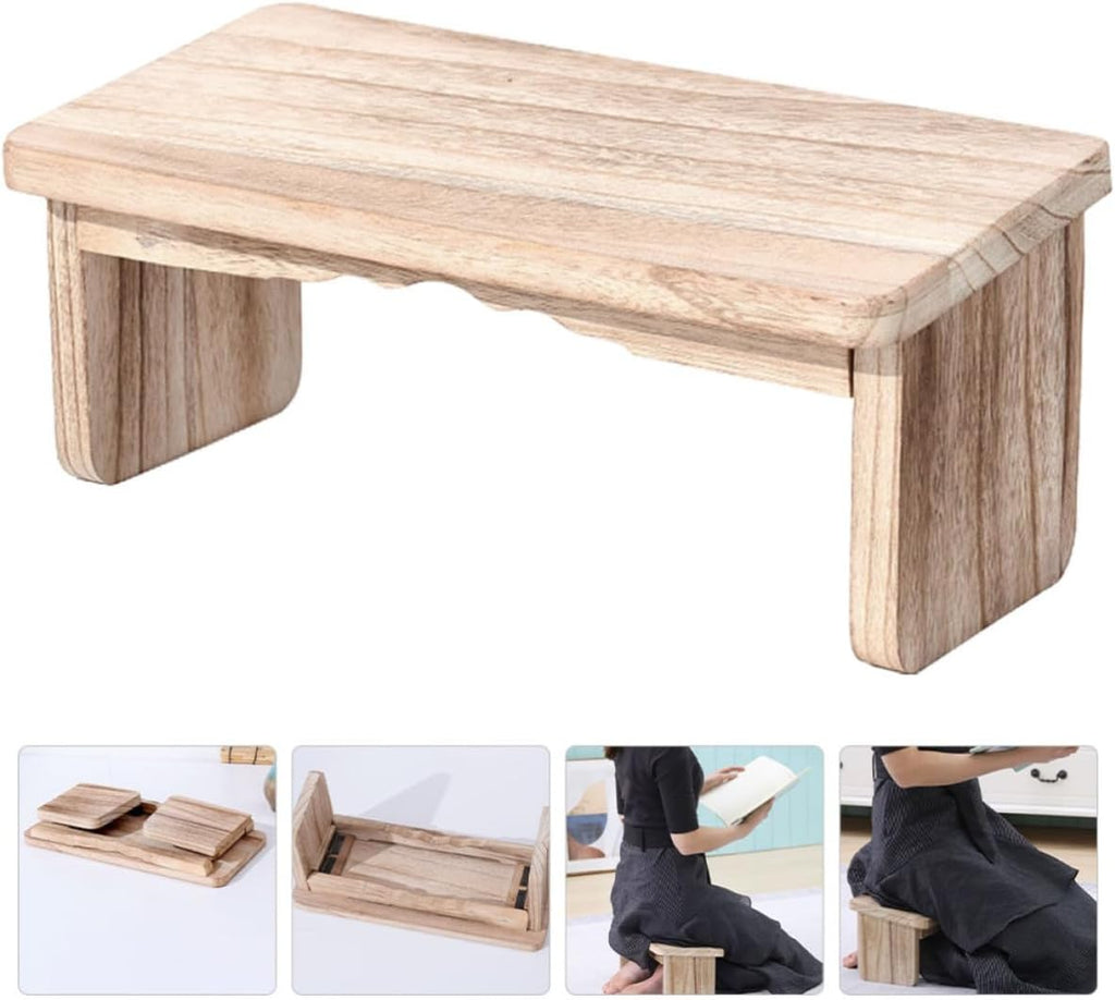 Foldable Wood Meditation Stool with Strong Load Capacity and Space-Saving Design, Portable Wooden Kneel Stool for Meditation, Prayer, Yoga, for Park and Beach Use