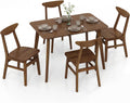 Giantex 5-Piece Dining Table Set for 4, Mid-Century Modern Kitchen Table and Chairs Set with Solid Rubber Wood Frame, Wooden Dinette Set for Small Space, Dining Room, Breakfast Nook