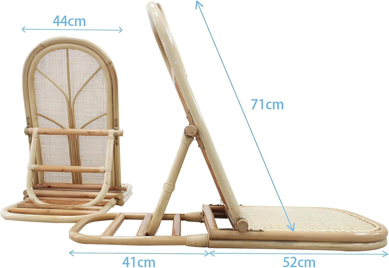 4-Gear Adjustable Folding Rattan Floor Chair Pine Wood Frame Ergonomic Lazy Lounge Tatami Seat for Home Office Bedroom Balcony Relaxation