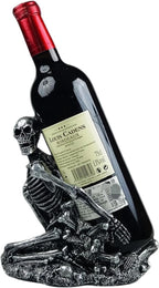 Gothic Skull Decorated Wine Bottle Rack, Halloween countertop Small Wine Rack, Room Emotional Decoration (Silvery)