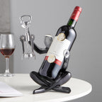 Thinker Statue Wine Rack, Transparent Gray Modern Rack for Kitchen Table Decor, Single Wine Bottle Holder Countertop for Bar, Small Bottle Holder Rack