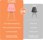 LSSBOUGHT Mid Century Modern Dining Chairs,Shell Lounge Plastic Side Chair with Soft Padded and Wooden Legs for Dining Room Living Room Bedroom Kitchen Set of 2 (Pink)