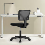 Sweetcrispy Small Office Desk Chair, Ergonomic Low-Back Mesh Rolling Work Swivel Chairs with Wheels, Armless Comfortable Seat Lumbar Support for Home, Bedroom, Study, Student, Adults,Classic Black