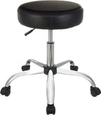 Amazon Basics Drafting Spa Bar Stool with Wheels, Height Adjustable Swivel Seat, Easy to Move, Black, 22.05" x 22.83" x 19.88"