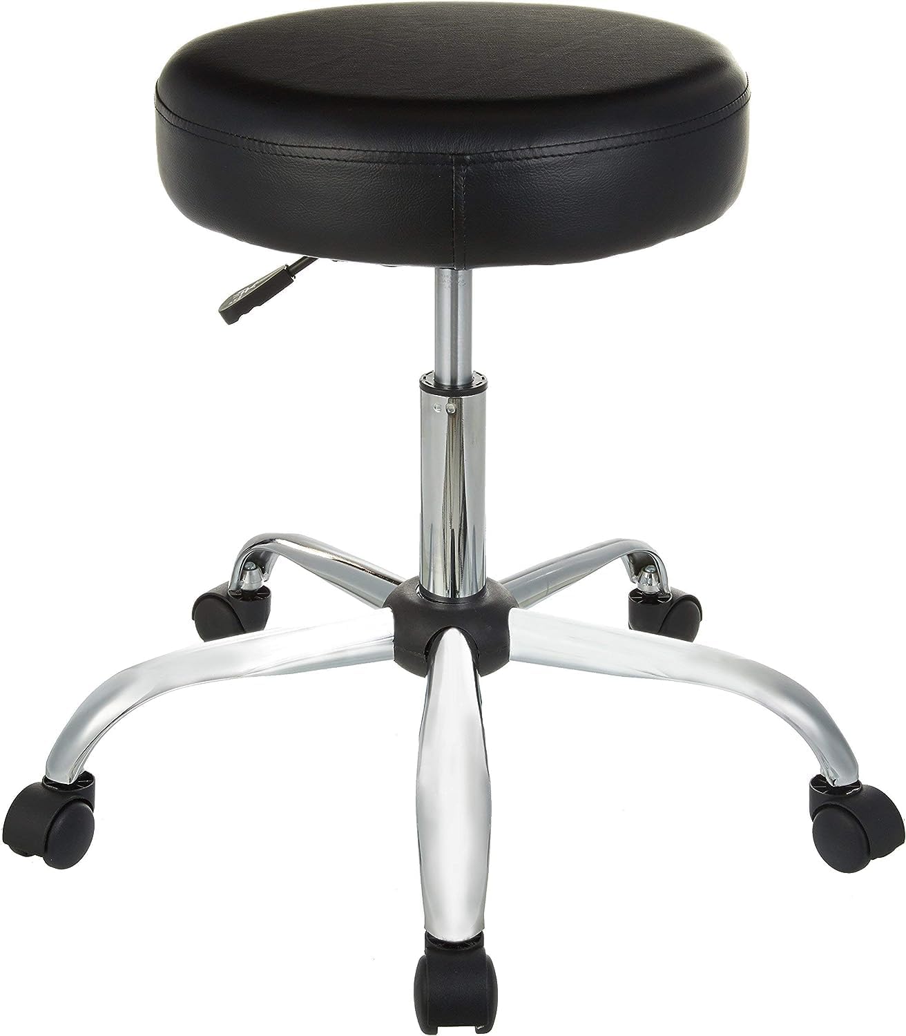 Amazon Basics Drafting Spa Bar Stool with Wheels, Height Adjustable Swivel Seat, Easy to Move, Black, 22.05" x 22.83" x 19.88"