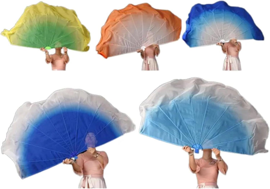 Fishbone Fan 2pcs Fishbone Fan Veil Opening Dance Stage Props Performance Customed Gradient Color Chiffon Large Fans 85cm(Color 22)