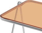 Clear Foldable Side Table, Folding Tiny Writing Desk TV Tray Table Coffee Clear Bed Side Tables Space Saving No Assembly Required for Home Office Small Computer Desk 25 * 20 * 27 inch