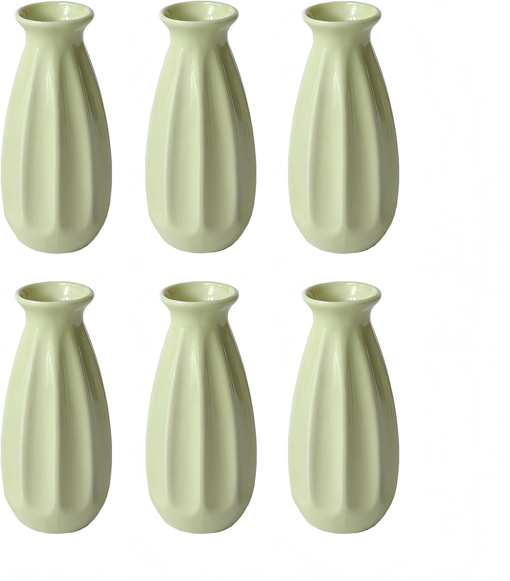 6-Pack Simple Vase Set for Flowers Plants, Small Cute Flower Vase for Modern Table Shelf Home Decor Wedding Boho Decor, Farmhouse